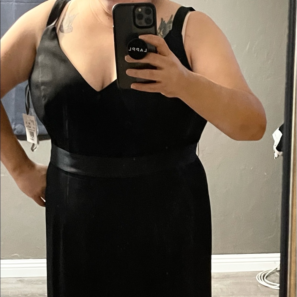 Davids bridal size 20 black long gown, new with tags
